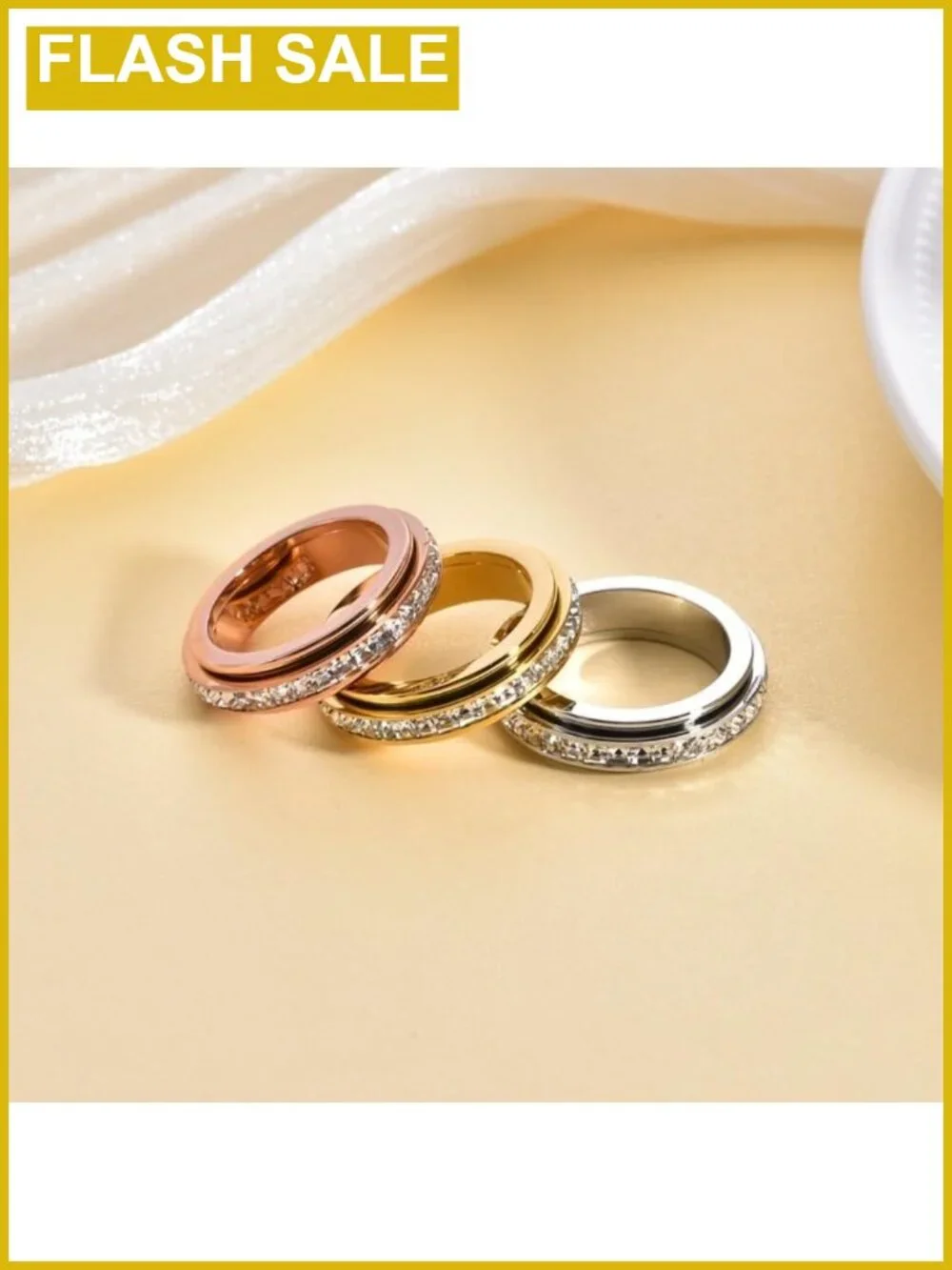 Titanium Steel Anxiety Ring for Women Fidget Spinner Ring Stress Relief Gift